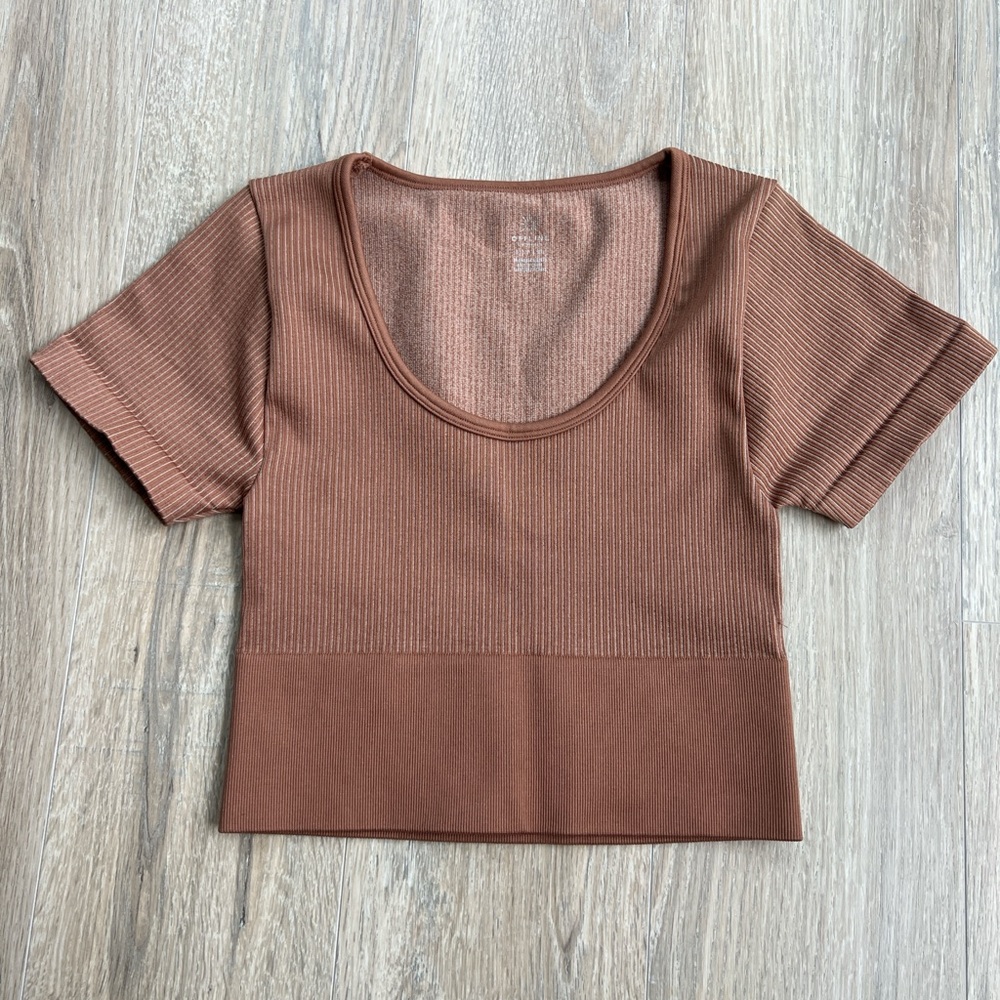 Aerie Brown Ribbed Crop Top